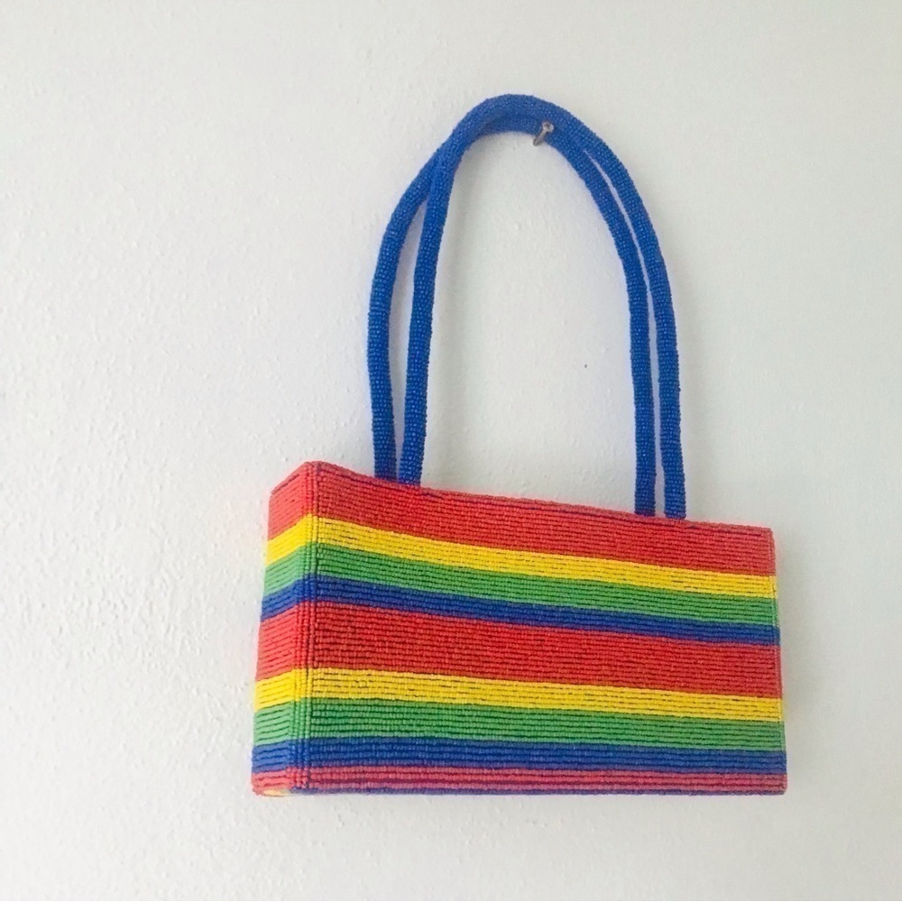 Vintage rainbow pride beaded y2k 90’s Lynne Jerome structured Tommy purse - Picture 2 of 8